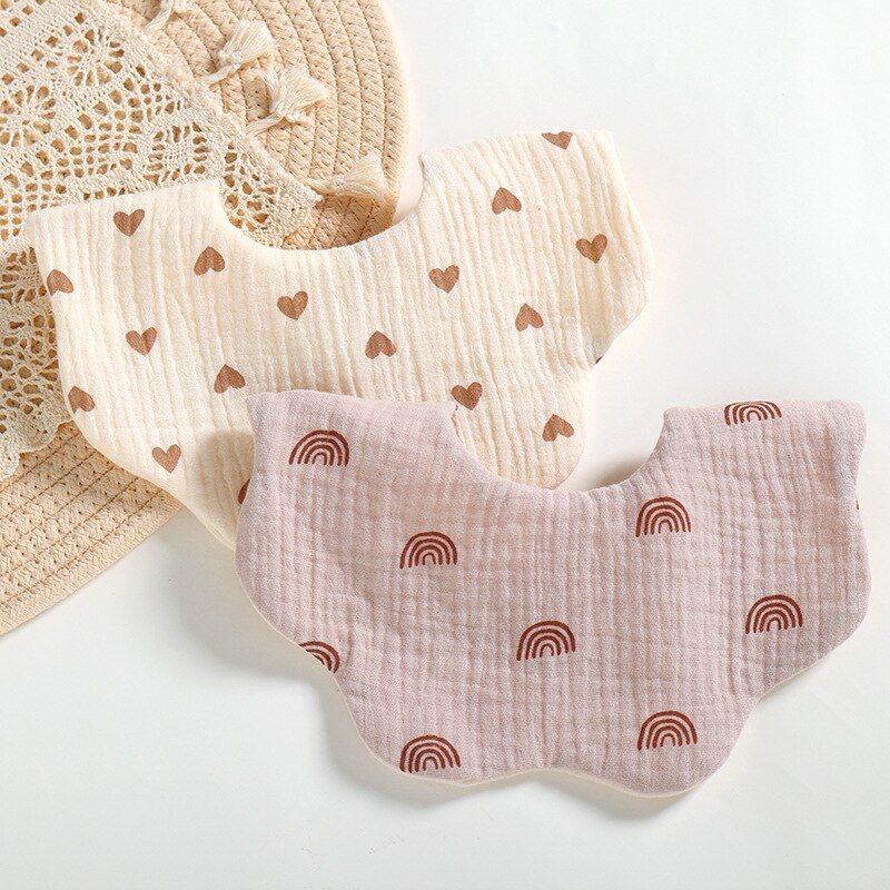 Baby Bib 6 Layers Cotton Yarn Petal Baby Feeding Drool Bibs Infants Lace Saliva Towel Soft Cotton Burp Cloth for Newborn Toddler